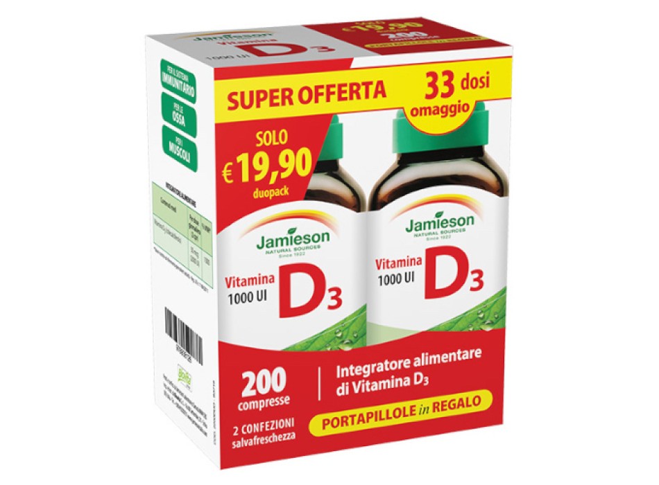 Vitamina D 1000 Duo Pack 200cpr +portapillole Regalo 1 Heracles Nutrition - Acquista online